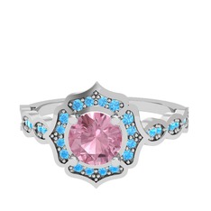 Minimal Arden Yüzük - Pembe kuvars ve akuamarin 925 ayar gümüş yüzük #1uebs38