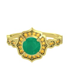 Minimal Arden Yüzük - Kök zümrüt ve sitrin 18 ayar altın yüzük #1w7vtuf