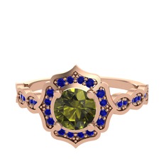 Minimal Arden Yüzük - Peridot ve lab safir 18 ayar rose altın yüzük #1xsiqxq