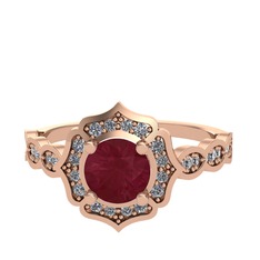 Minimal Arden Yüzük - Kök yakut ve pırlanta 18 ayar rose altın yüzük (0.374 karat) #25074r