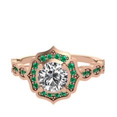 Swarovski ve yeşil kuvars 8 ayar rose altın yüzük