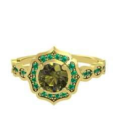 Minimal Arden Yüzük - Peridot ve yeşil kuvars 18 ayar altın yüzük #6sl717