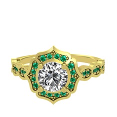 Minimal Arden Yüzük - Beyaz zirkon ve yeşil kuvars 18 ayar altın yüzük #75kudi