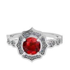 Minimal Arden Yüzük - Garnet ve pırlanta 925 ayar gümüş yüzük (0.374 karat) #7fjjc2