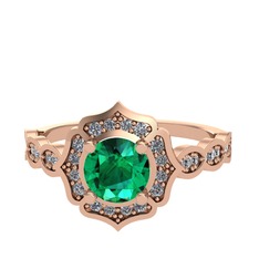 Minimal Arden Yüzük - Yeşil kuvars ve pırlanta 8 ayar rose altın yüzük (0.374 karat) #7nv59q
