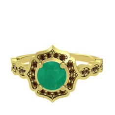 Minimal Arden Yüzük - Kök zümrüt ve dumanlı kuvars 14 ayar altın yüzük #7z313n