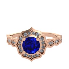 Minimal Arden Yüzük - Lab safir ve pırlanta 8 ayar rose altın yüzük (0.374 karat) #8czo68