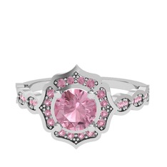 Minimal Arden Yüzük - Pembe kuvars 8 ayar beyaz altın yüzük #bdvqpl