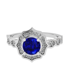 Minimal Arden Yüzük - Lab safir ve beyaz zirkon 14 ayar beyaz altın yüzük #dwt1s1