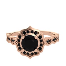 Minimal Arden Yüzük - Siyah zirkon 8 ayar rose altın yüzük #frvgco