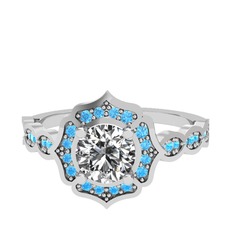 Minimal Arden Yüzük - Swarovski ve akuamarin 18 ayar beyaz altın yüzük #fwzjr