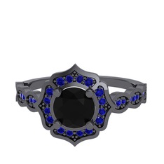 Minimal Arden Yüzük - Siyah zirkon ve lab safir 925 ayar siyah rodyum kaplama gümüş yüzük #fzzhbp