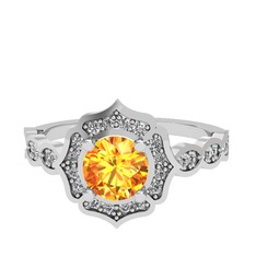 Minimal Arden Yüzük - Sitrin ve swarovski 14 ayar beyaz altın yüzük #gy4yz7