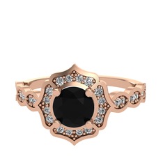 Siyah zirkon ve swarovski 14 ayar rose altın yüzük