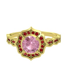 Minimal Arden Yüzük - Pembe kuvars ve garnet 8 ayar altın yüzük #jq3wkf