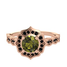 Minimal Arden Yüzük - Peridot ve siyah zirkon 8 ayar rose altın yüzük #k3zizg