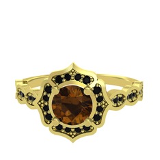 Minimal Arden Yüzük - Dumanlı kuvars ve siyah zirkon 14 ayar altın yüzük #kn7etw