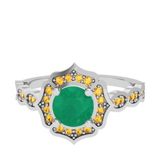 Minimal Arden Yüzük - Kök zümrüt ve sitrin 925 ayar gümüş yüzük #l4mw5b