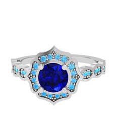 Minimal Arden Yüzük - Lab safir ve akuamarin 8 ayar beyaz altın yüzük #l825wq