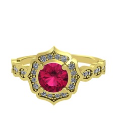 Minimal Arden Yüzük - Rodolit garnet ve pırlanta 925 ayar altın kaplama gümüş yüzük (0.374 karat) #ls7gqb