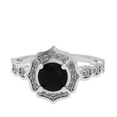 Minimal Arden Yüzük - Siyah zirkon ve pırlanta 18 ayar beyaz altın yüzük (0.374 karat) #mviktz