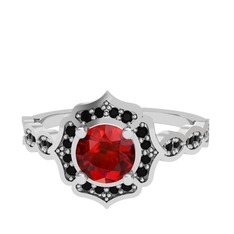 Minimal Arden Yüzük - Garnet ve siyah zirkon 8 ayar beyaz altın yüzük #nb8yqx