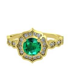 Yeşil kuvars ve beyaz zirkon 925 ayar altın kaplama gümüş yüzük