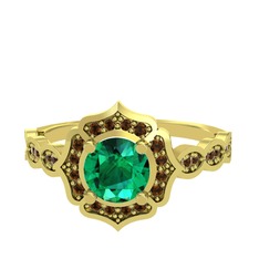 Minimal Arden Yüzük - Yeşil kuvars ve dumanlı kuvars 8 ayar altın yüzük #oc69cd