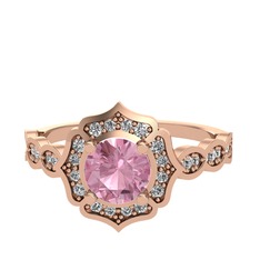 Minimal Arden Yüzük - Pembe kuvars ve swarovski 8 ayar rose altın yüzük #ozcjoj