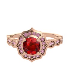 Minimal Arden Yüzük - Garnet ve pembe kuvars 18 ayar rose altın yüzük #pryq2m
