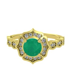 Minimal Arden Yüzük - Kök zümrüt ve beyaz zirkon 8 ayar altın yüzük #q2x4iu