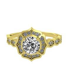 Minimal Arden Yüzük - Swarovski ve pırlanta 8 ayar altın yüzük (0.374 karat) #qsncln