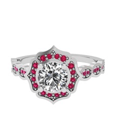 Pırlanta ve rodolit garnet 925 ayar gümüş yüzük (0.92 karat)