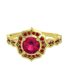 Rodolit garnet ve garnet 925 ayar altın kaplama gümüş yüzük