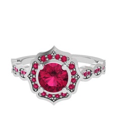 Rodolit garnet 8 ayar beyaz altın yüzük