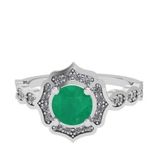Minimal Arden Yüzük - Kök zümrüt ve pırlanta 925 ayar gümüş yüzük (0.374 karat) #wagzn2