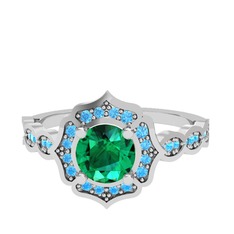 Yeşil kuvars ve akuamarin 925 ayar gümüş yüzük