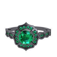 Minimal Arden Yüzük - Yeşil kuvars 925 ayar siyah rodyum kaplama gümüş yüzük #wfz1jm