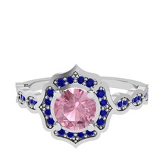 Pembe kuvars ve lab safir 925 ayar gümüş yüzük