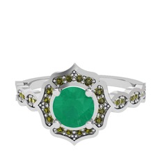 Minimal Arden Yüzük - Kök zümrüt ve peridot 14 ayar beyaz altın yüzük #yhk3t