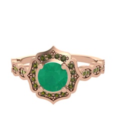 Minimal Arden Yüzük - Kök zümrüt ve peridot 14 ayar rose altın yüzük #z9ataq