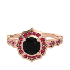 Minimal Arden Yüzük - Siyah zirkon ve rodolit garnet 18 ayar rose altın yüzük #zl1ft2