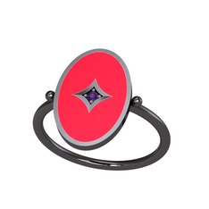 Amara Yüzük - Ametist 925 ayar siyah rodyum kaplama gümüş yüzük (Kırmızı mineli) #14caa9l