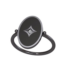 Amara Yüzük - Swarovski 925 ayar siyah rodyum kaplama gümüş yüzük (Siyah mineli) #14ekqv8