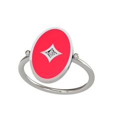 Amara Yüzük - Swarovski 14 ayar beyaz altın yüzük (Kırmızı mineli) #15uimcx