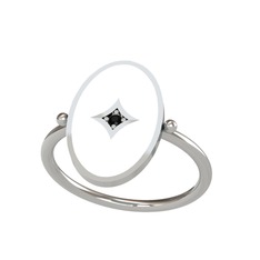 Amara Yüzük - Siyah zirkon 8 ayar beyaz altın yüzük (Beyaz mineli) #1acjyrf