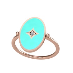 Swarovski 925 ayar rose altın kaplama gümüş yüzük (Turkuaz mineli)