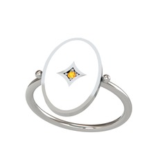 Amara Yüzük - Sitrin 925 ayar gümüş yüzük (Beyaz mineli) #1dyyyiy
