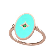 Yeşil kuvars 14 ayar rose altın yüzük (Turkuaz mineli)