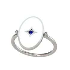 Amara Yüzük - Lab safir 14 ayar beyaz altın yüzük (Beyaz mineli) #1gx8pn0